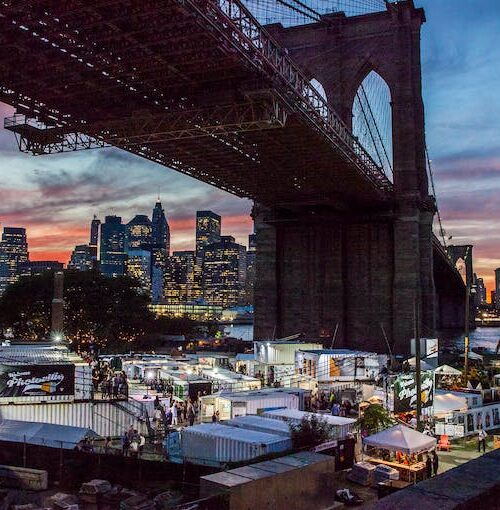 NYC Brooklyn DUMBO Improvement District - Small Business & Community - Community - NYC DUMBO BY THE NUMBERS - Brooklyn Bridge Plaza Photoville