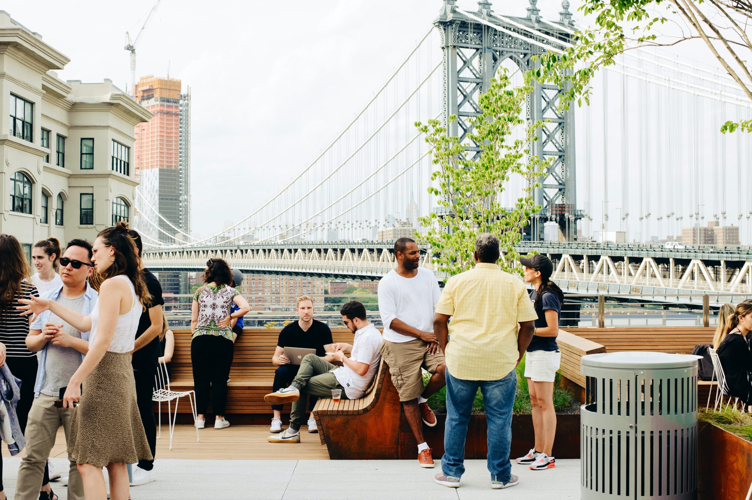 NYC Brooklyn DUMBO Improvement District - Small Business & Community - Work Here - Two Trees Roof Deck Office Shot