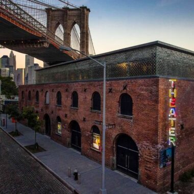 NYC Brooklyn DUMBO Improvement District - Small Business & Community - Community - DUMBO History - St. Ann's Warehouse's name draws on the theater's former function as a tobacco storage warehouse.