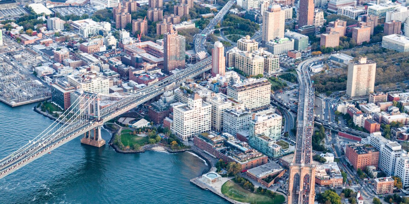 NYC DUMBO Improvement District - Small Business & Community - HOMEPAGE - SLIDERS GUIDES PAGE - DUMBO Aerial Shot