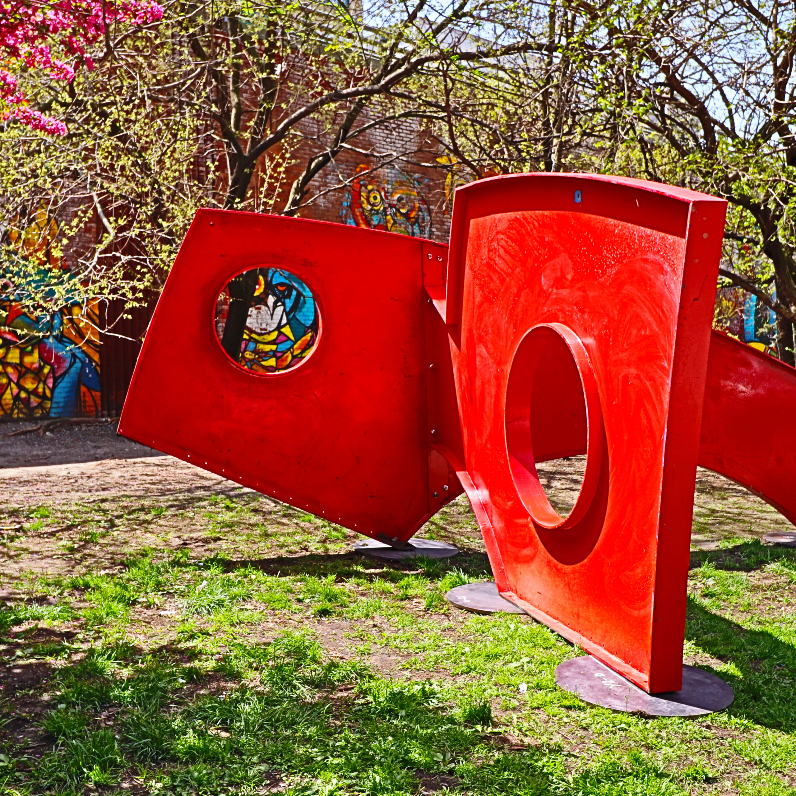 DUMBO Art Fitzhugh Karol Fields Jax IV red metal sculpture