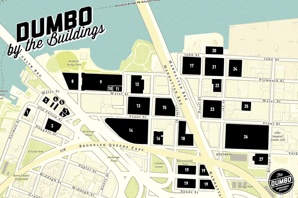 DUMBO map showcasing streets and building lots